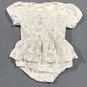 Modern Moments by Gerber Baby Girls 24M‎ Blue Toile Cotton Skirt Romper Bodysuit